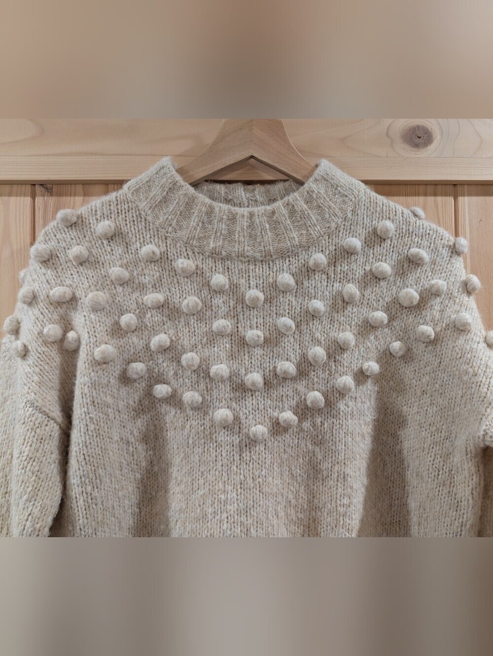 Madewell Cream Pom Pom Wool Blend Knit Sweater - Picture 3 of 8